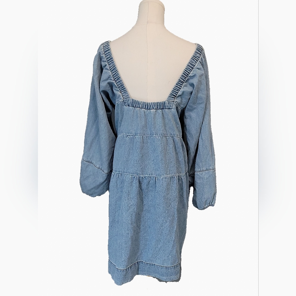 Free People Light Blue Long Sleeve Mini Dress - Picture 5 of 7